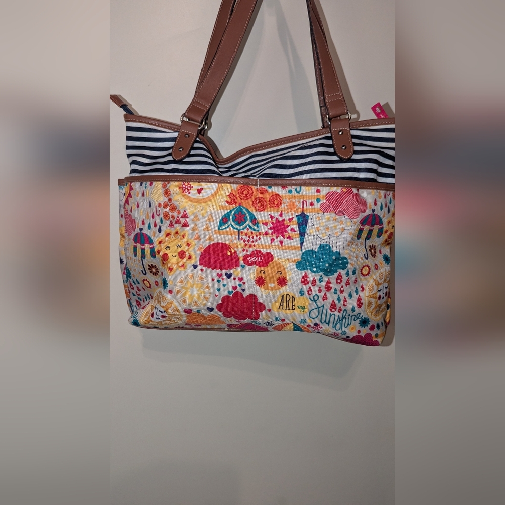 Lily Bloom Purse Tote Bag Satchel One Size Hello Sunshine Colorful Zip 17 x 12 - Picture 4 of 9